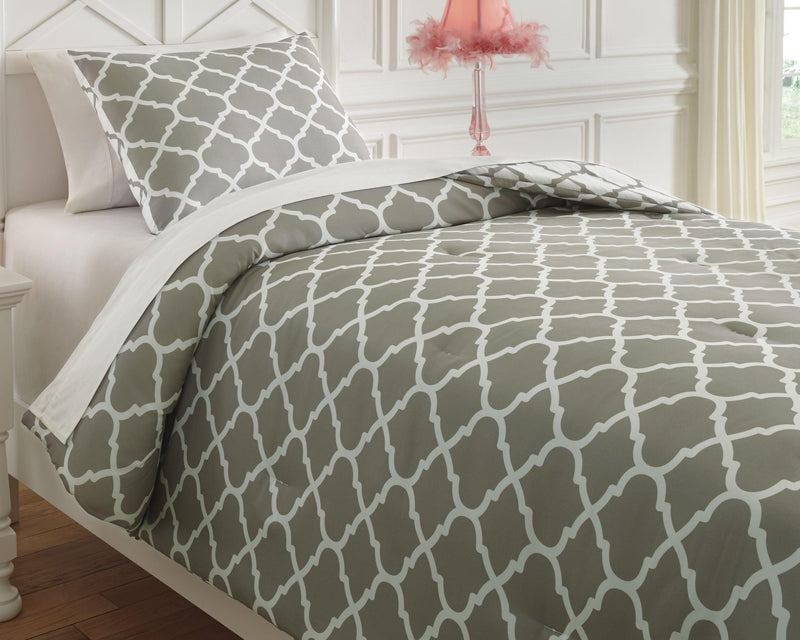 Media Gray/white 2-Piece Twin Comforter Set - Ella Furniture