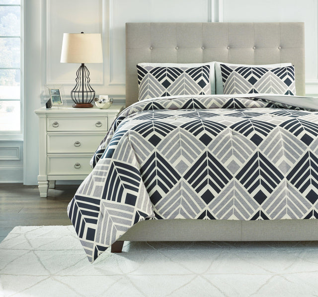 Ellowyn Black/gray/bone King Comforter Set - Ella Furniture