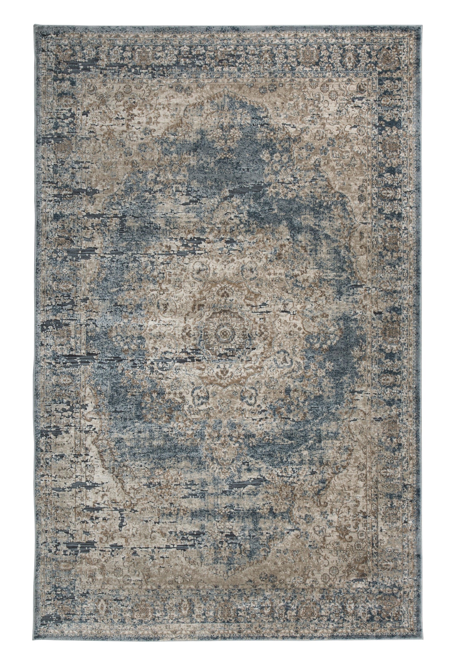 South Blue/beige 5' X 7' Rug - Ella Furniture