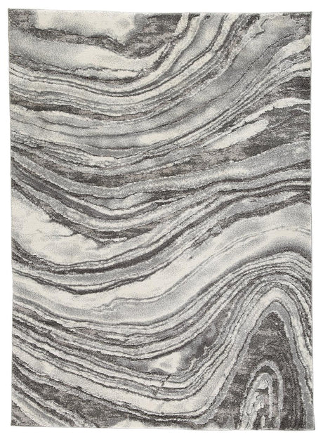 Wysdale Ivory/gray 5'3" X 7'3" Rug - Ella Furniture