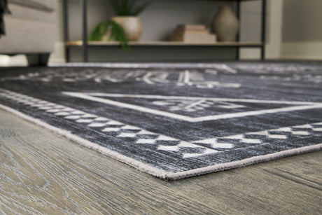 Arloman Black/cream/gray 5' X 7' Rug - Ella Furniture