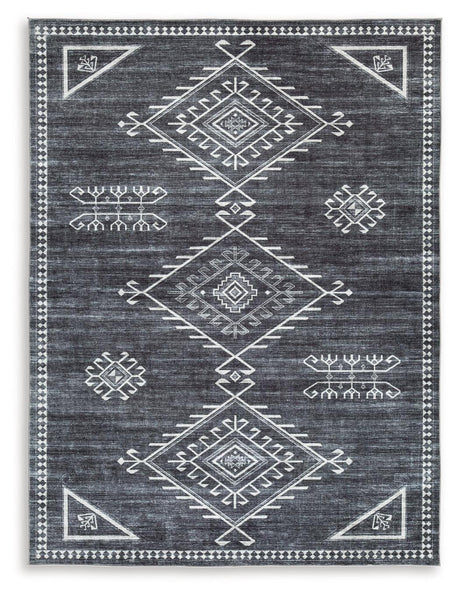 Arloman Black/cream/gray 5' X 7' Rug - Ella Furniture