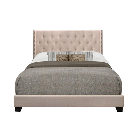 Barzini Beige Modern Traditional Fabric Tufted King Upholstered Bed - Ella Furniture
