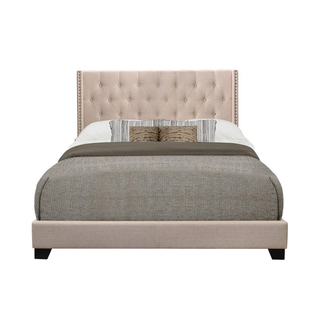 Barzini Beige Modern Traditional Fabric Tufted King Upholstered Bed - Ella Furniture