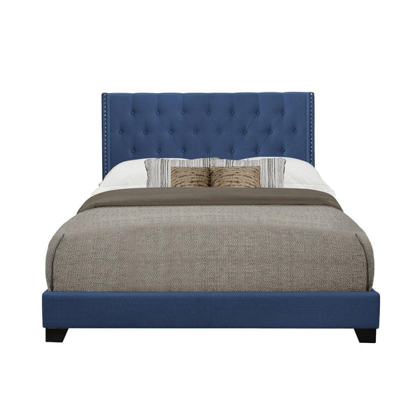 Barzini Blue Modern Traditional Fabric Tufted King Upholstered Bed - Ella Furniture