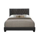 Barzini Dark Blue Modern Traditional Fabric Tufted Queen Upholstered Bed - Ella Furniture