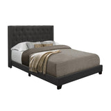 Barzini Dark Blue Modern Traditional Fabric Tufted King Upholstered Bed - Ella Furniture
