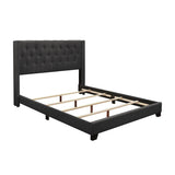 Barzini Dark Blue Modern Traditional Fabric Tufted King Upholstered Bed - Ella Furniture