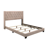 Baker Beige Solid Wood And Engineered Wood Fabric Upholstered Tufted Full Platform Bedroom Set - Ella Furniture