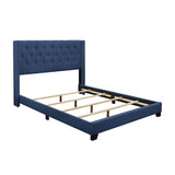 Baker Blue Solid Wood And Engineered Wood Fabric Upholstered Tufted Full Platform Bedroom Set - Ella Furniture