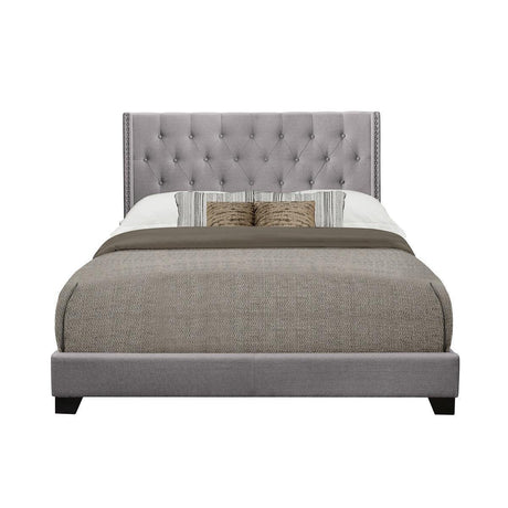 Baker Grey Solid Wood And Engineered Wood Fabric Upholstered Tufted Full Platform Bedroom Set - Ella Furniture
