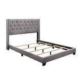 Baker Grey Solid Wood And Engineered Wood Fabric Upholstered Tufted Full Platform Bedroom Set - Ella Furniture