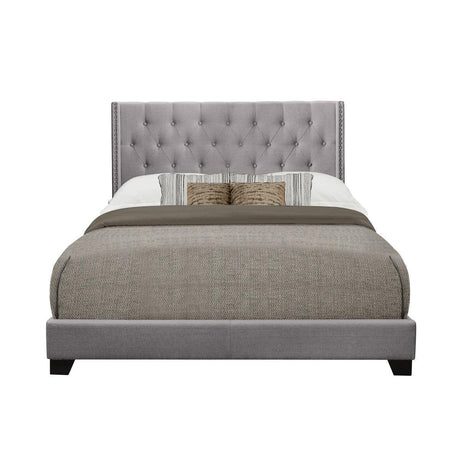 Barzini Gray Modern Traditional Fabric Tufted King Upholstered Bed - Ella Furniture