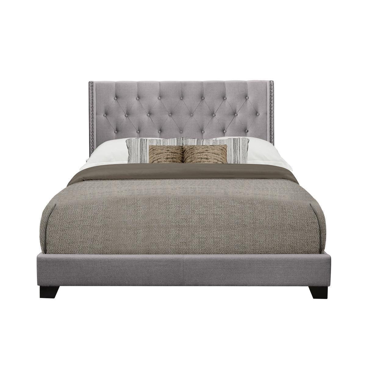 Barzini Gray Modern Traditional Fabric Tufted King Upholstered Bed - Ella Furniture
