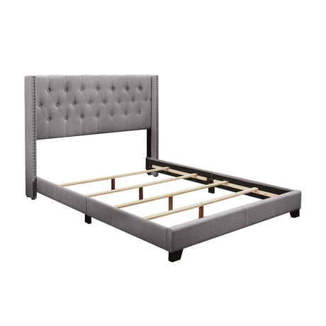 Barzini Gray Modern Traditional Fabric Tufted King Upholstered Bed - Ella Furniture