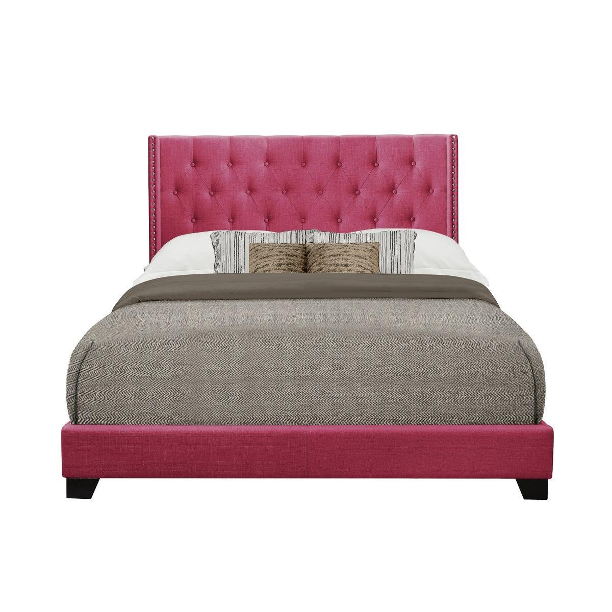 Barzini Pink Modern Traditional Fabric Tufted King Upholstered Bed - Ella Furniture