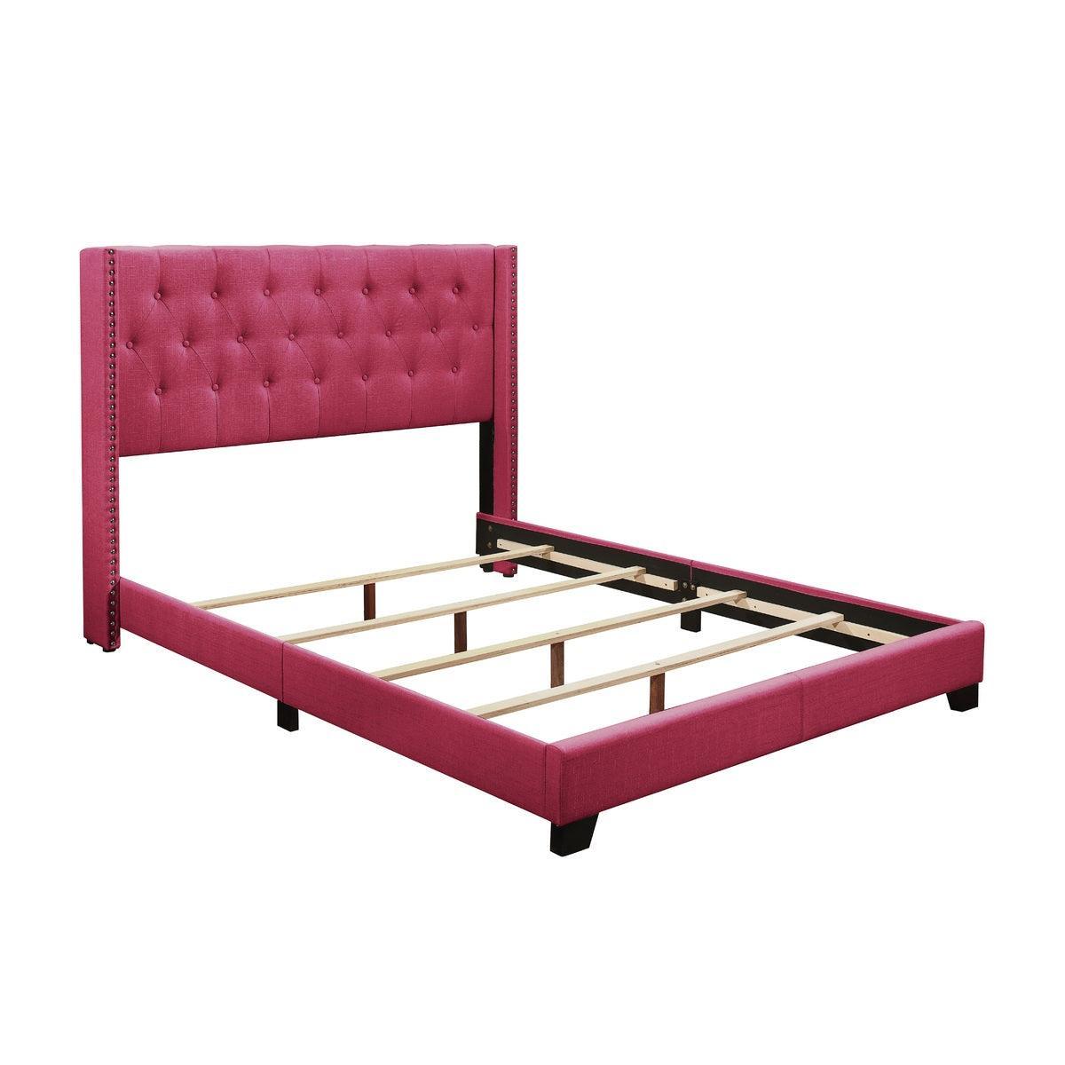 Barzini Pink Modern Traditional Fabric Tufted Queen Upholstered Bed - Ella Furniture