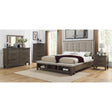 Gray Eastern Modern Traditional Upholstered Tufted Queen Panel Bedroom Set (1Qb,1ns,1dr,1mr,1ch) - Ella Furniture