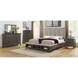 Gray Eastern Modern Traditional Upholstered Tufted Queen Panel Bedroom Set (1Qb,1ns,1dr,1mr,1ch) - Ella Furniture