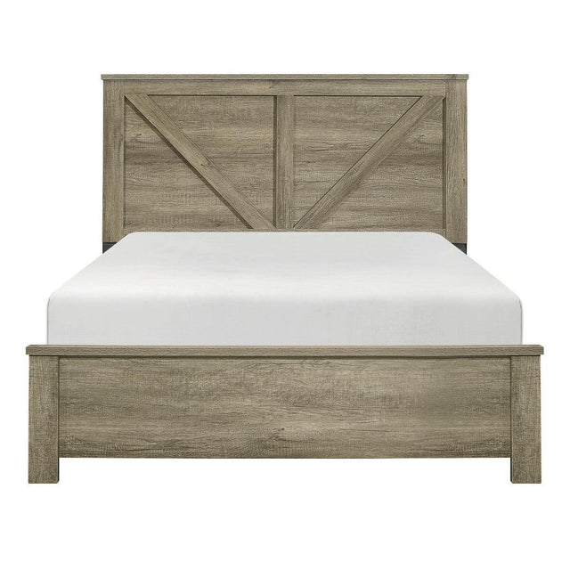 Gray Oak Finish Modern Sleek Rustic Solid Wood Full Panel Bedroom Set - Ella Furniture