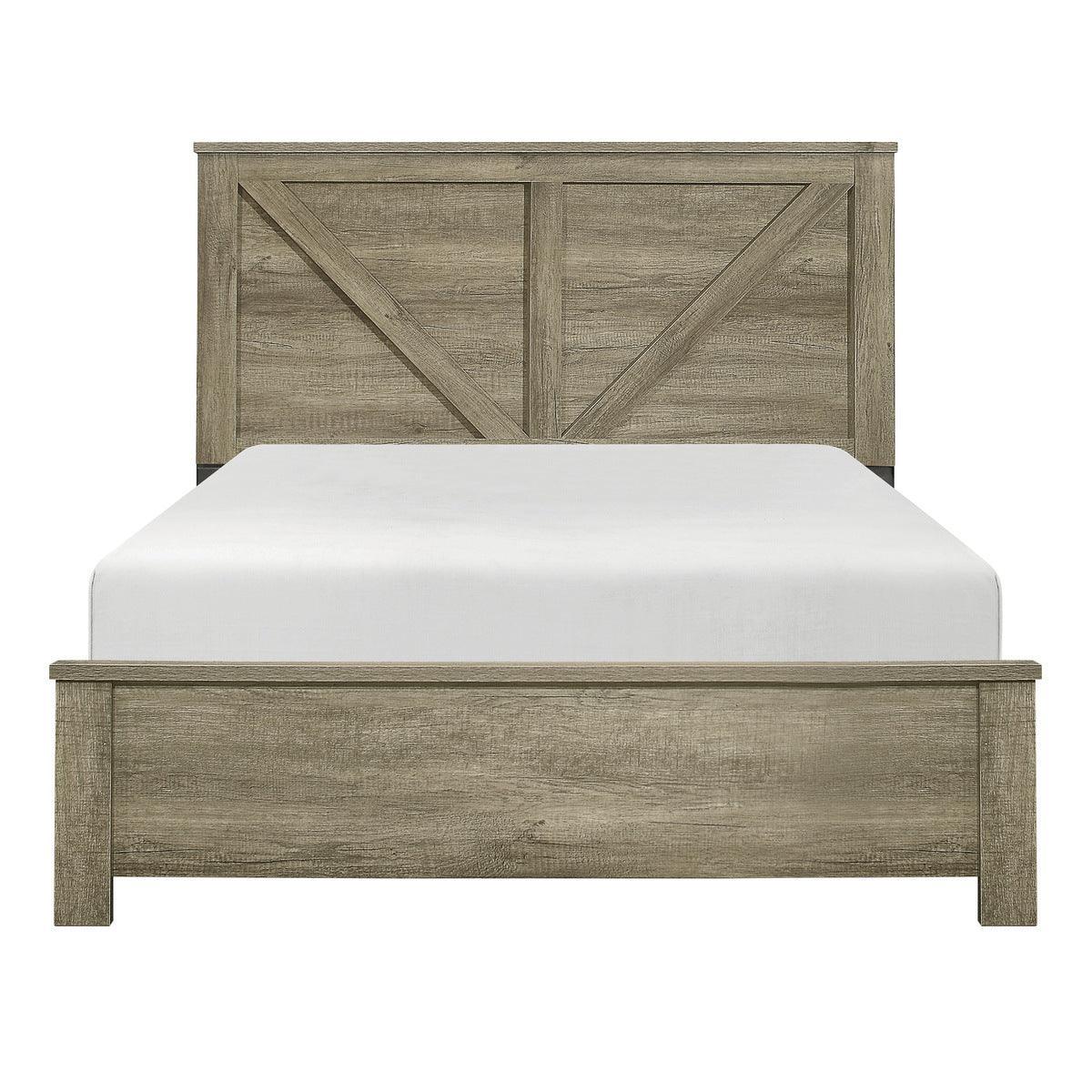 Gray Oak Finish Modern Sleek Rustic Solid Wood Full Panel Bedroom Set - Ella Furniture