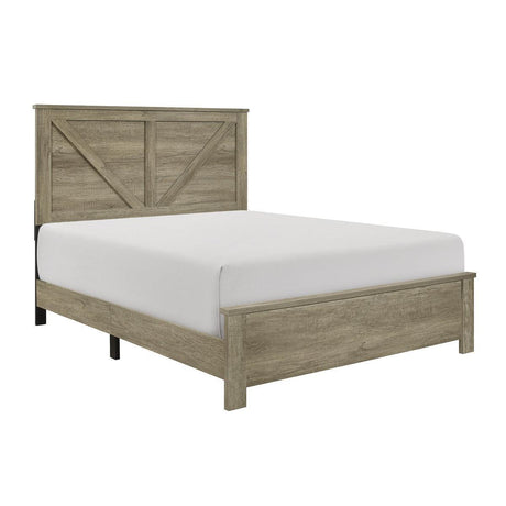 Gray Oak Finish Modern Sleek Rustic Solid Wood Full Panel Bedroom Set - Ella Furniture