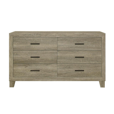 Avenue Rustic Modern Contemporary Solid Pine Wood Queen Panel Bedroom Set (Qb+ns+dr+mr+ch) - Ella Furniture
