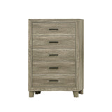 Avenue Rustic Modern Contemporary Solid Pine Wood Queen Panel Bedroom Set (Qb+ns+dr+mr+ch) - Ella Furniture