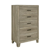 Avenue Rustic Modern Contemporary Solid Pine Wood Queen Panel Bedroom Set (Qb+ns+dr+mr) - Ella Furniture