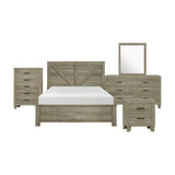Avenue Rustic Modern Contemporary Solid Pine Wood Queen Panel Bedroom Set (Qb+ns+dr+mr+ch) - Ella Furniture