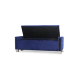 Storage Bench With Blue Velvet Upholstery Tufted Solid Wood And Plywood - Ella Furniture