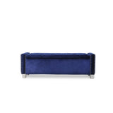 Storage Bench With Blue Velvet Upholstery Tufted Solid Wood And Plywood - Ella Furniture