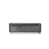 Storage Bench With Grey Velvet Upholstered Tufted Solid Wood And Plywood - Ella Furniture