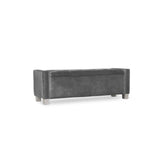 Storage Bench With Grey Velvet Upholstered Tufted Solid Wood And Plywood - Ella Furniture