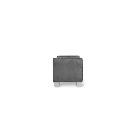 Storage Bench With Grey Velvet Upholstered Tufted Solid Wood And Plywood - Ella Furniture