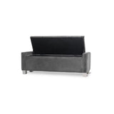 Storage Bench With Grey Velvet Upholstered Tufted Solid Wood And Plywood - Ella Furniture