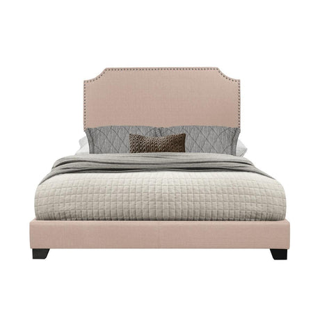 Miranda Beige Modern Solid Wood Fabric Queen Upholstered Bed - Ella Furniture