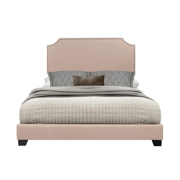 Miranda Beige Modern Solid Wood Fabric Queen Upholstered Bed - Ella Furniture