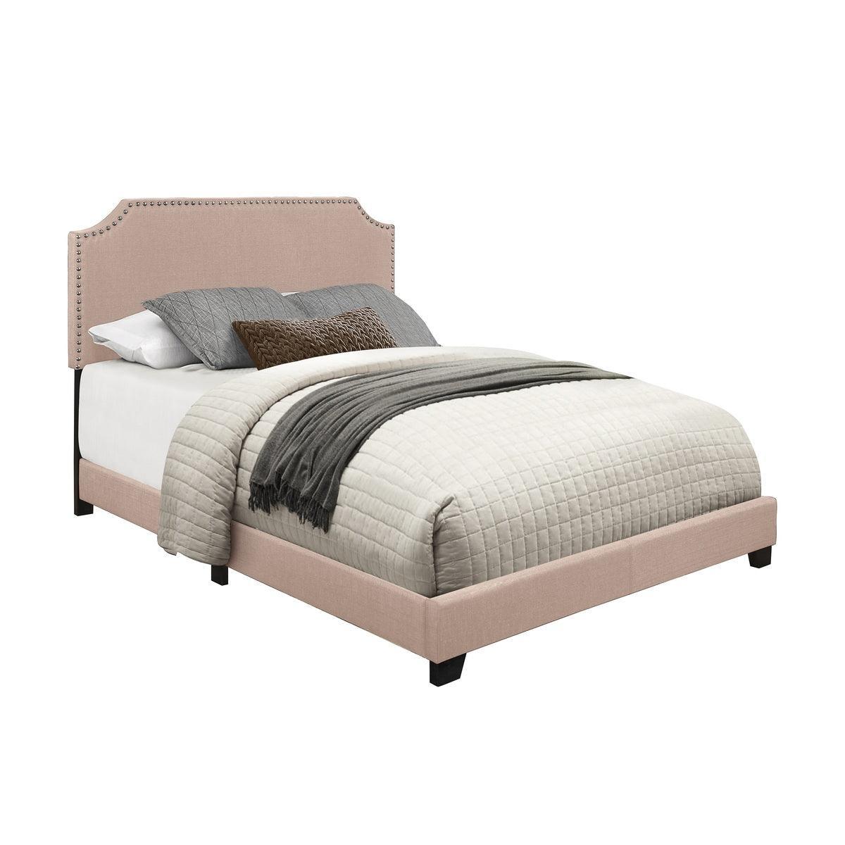 Miranda Beige Modern Solid Wood Fabric Queen Upholstered Bed - Ella Furniture