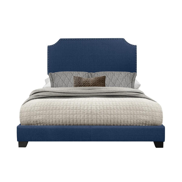 Miranda Blue Modern Solid Wood Fabric Queen Upholstered Bed - Ella Furniture