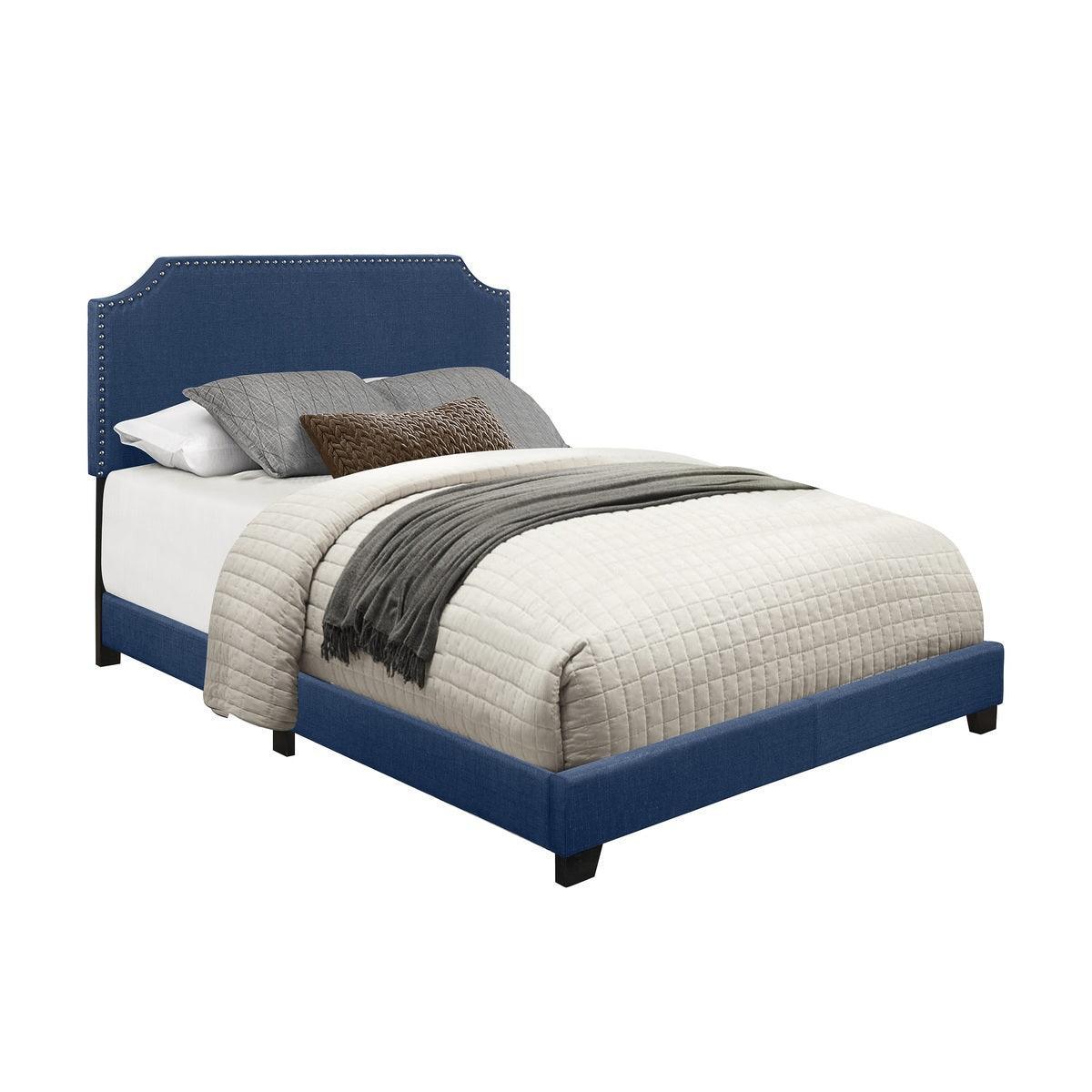 Miranda Blue Modern Solid Wood Fabric Queen Upholstered Bed - Ella Furniture