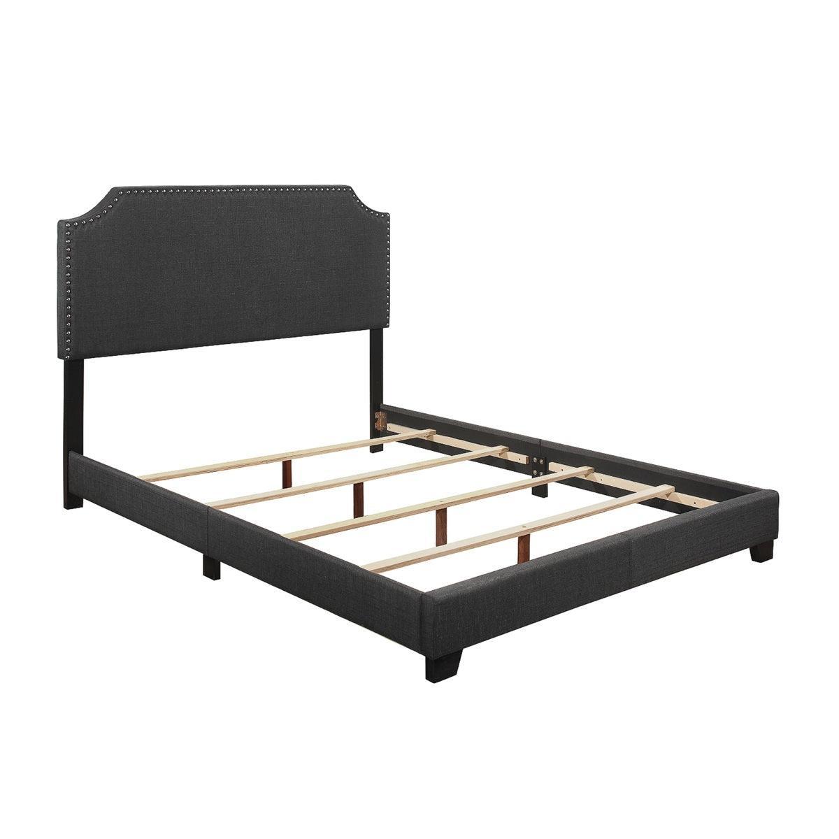 Miranda Dark Gray Modern Sleek Solid Wood Fabric Full Upholstered Bedroom Set - Ella Furniture