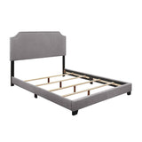 Miranda Gray Modern Sleek Solid Wood Fabric Queen Upholstered Bed - Ella Furniture
