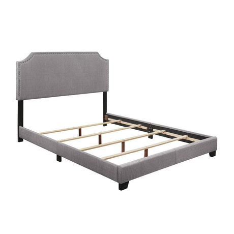Miranda Gray Modern Sleek Solid Wood Fabric Queen Upholstered Bed - Ella Furniture