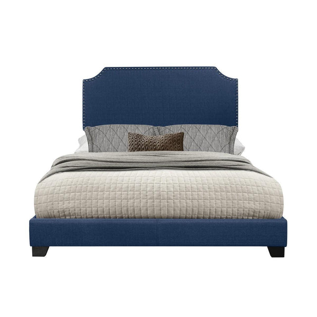 Miranda Blue Modern Solid Wood Fabric King Upholstered Bedroom Set - Ella Furniture
