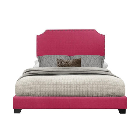 Miranda Pink Modern Sleek Solid Wood Fabric Queen Upholstered Bed - Ella Furniture
