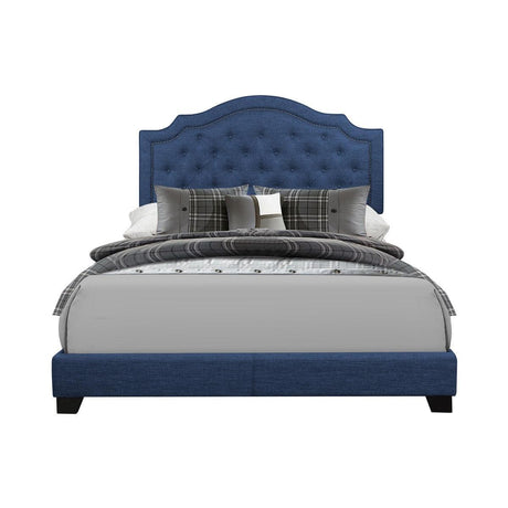 Sandy Blue Modern Sleek Fabric Queen Upholstered Tufted Bed - Ella Furniture