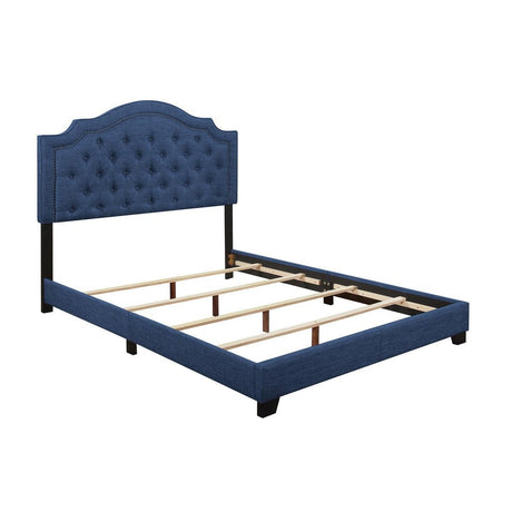 Sandy Blue Modern Sleek Fabric Queen Upholstered Tufted Bed - Ella Furniture
