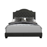 Sandy Dark Gray Modern Sleek Wood Fabric Queen Upholstered Tufted Bed - Ella Furniture