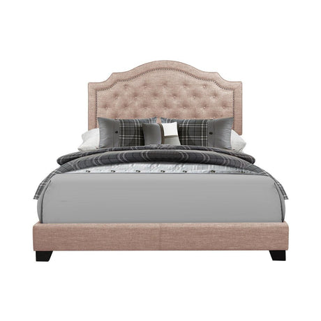 Sandy Beige Modern Sleek Fabric Full Upholstered Tufted Bedroom Set - Ella Furniture
